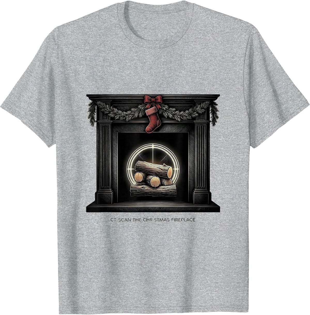 Men's CT Scan The Christmas Fireplace Radiology Tech Humor T-Shirt - Heather Grey