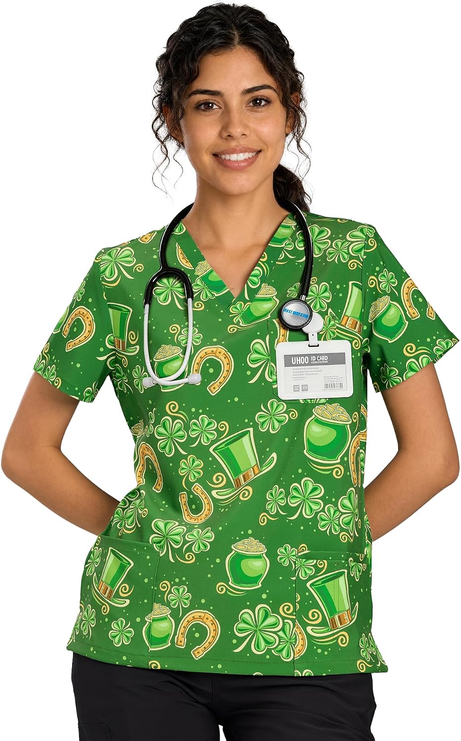 Women's Medical Uniform - V Neck Scrub Tops - Trifolium