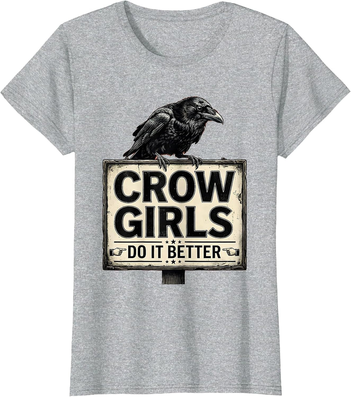 Women's Crow Girls Do It Better Bold Graphic Design T-Shirt - Heather Grey