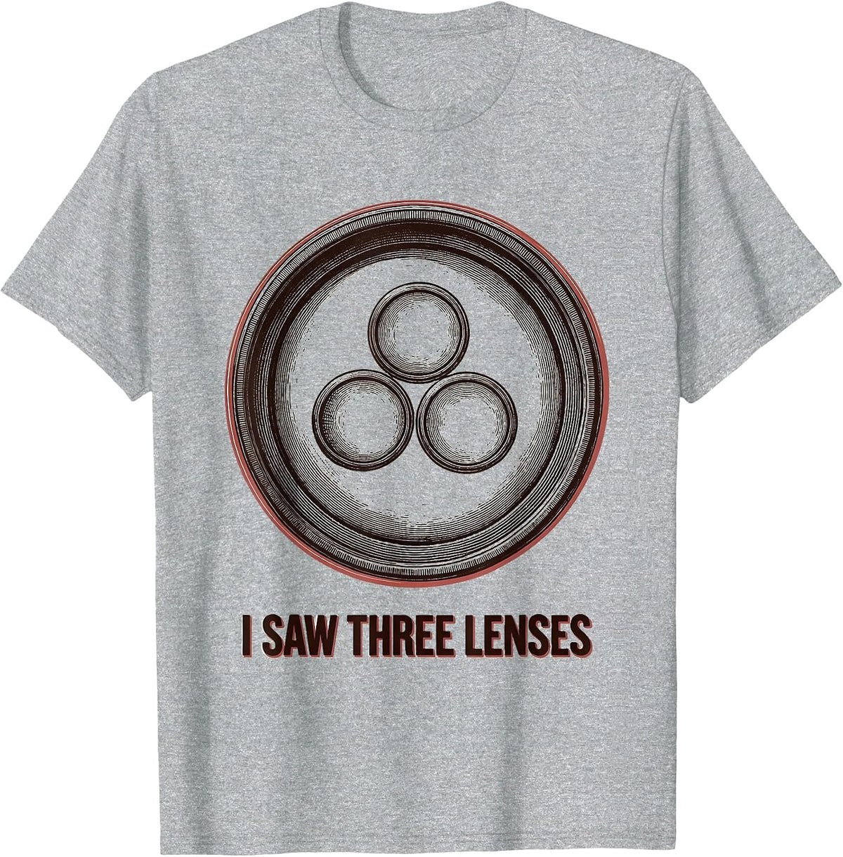 Men's I Saw Three Lenses Funny Optometrist Eye Doctor Christmas T-Shirt - Heather Grey