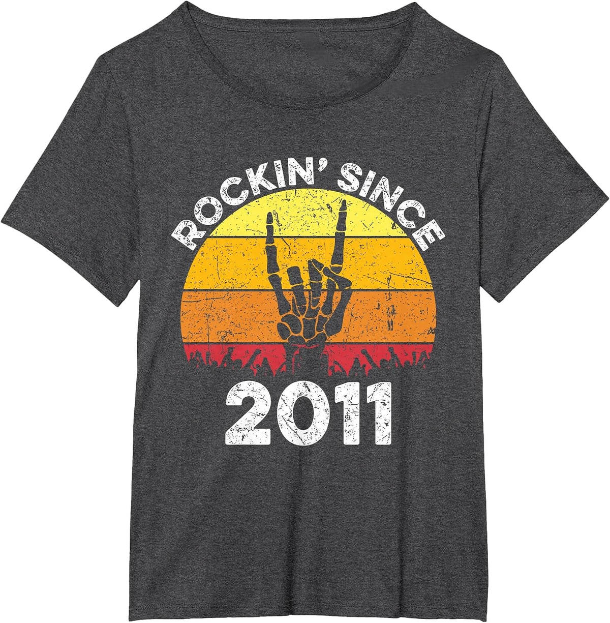 Rockin Since 2011 10 Years Old 10th Birthday Rock and Roll T-Shirt - Dark Heather Grey