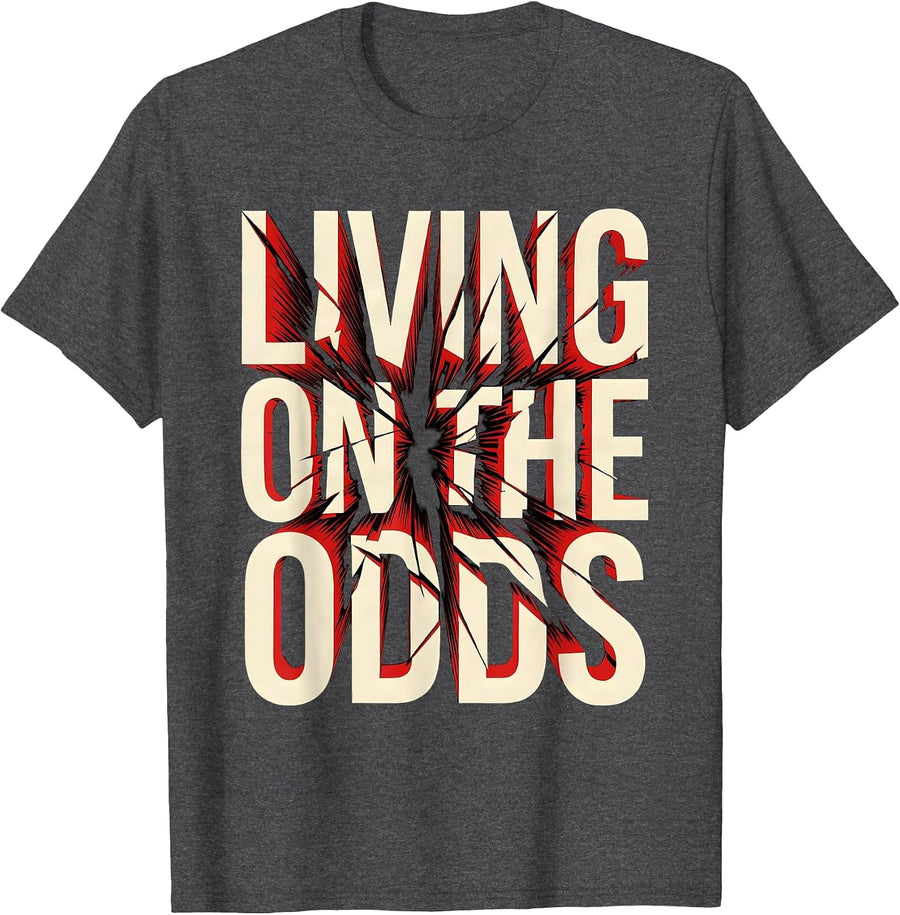 Men's Living on the Odds Gambling Graphic Design T-Shirt - Dark Heather Grey