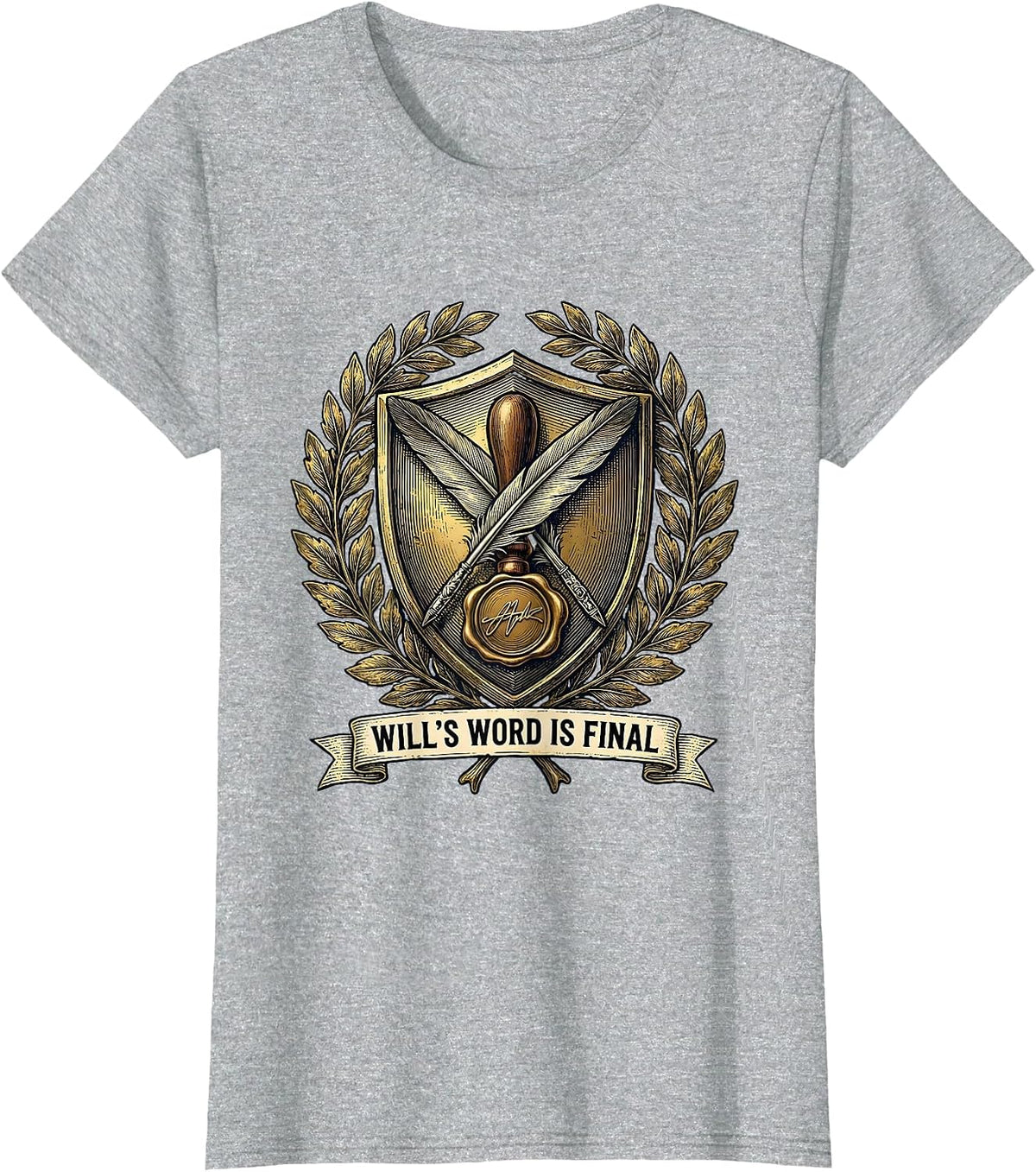 Will's Word Is Final Vintage Literary Humor Shakespeare T-Shirt - Heather Grey