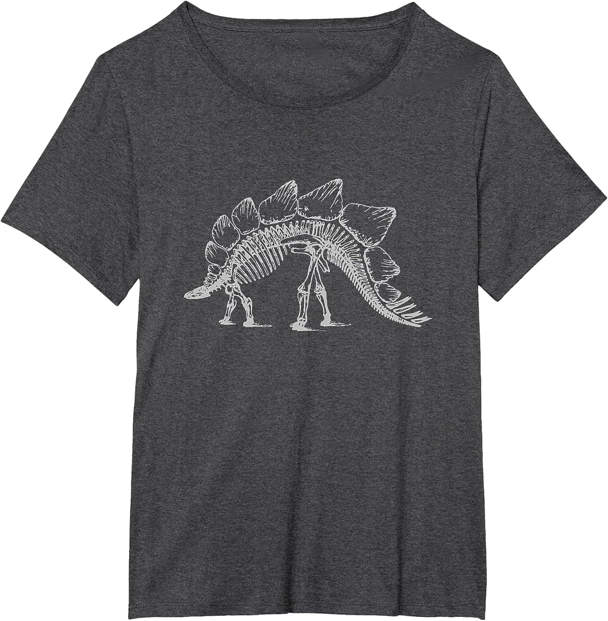 Stegosaurus Dinosaur Skeleton T-Shirt Fossil Dino Bones Tee T-Shirt - Dark Heather Grey