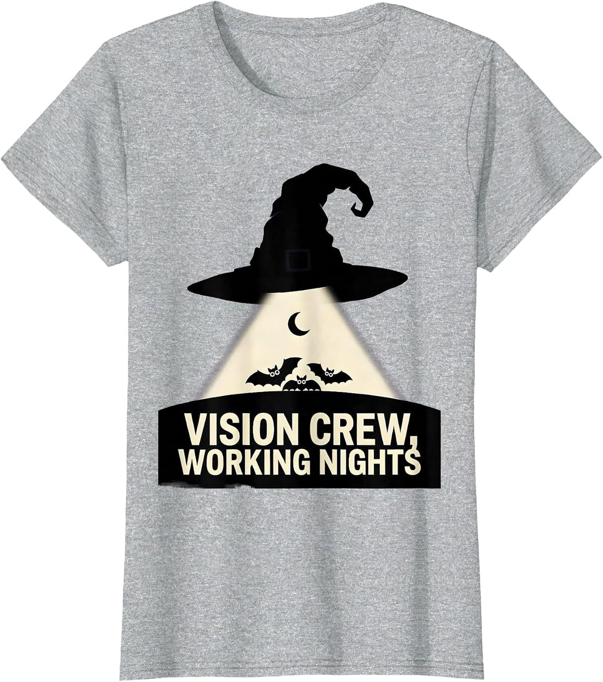 Vision Crew Working Nights Funny Optometrist Halloween Eye T-Shirt - Heather Grey