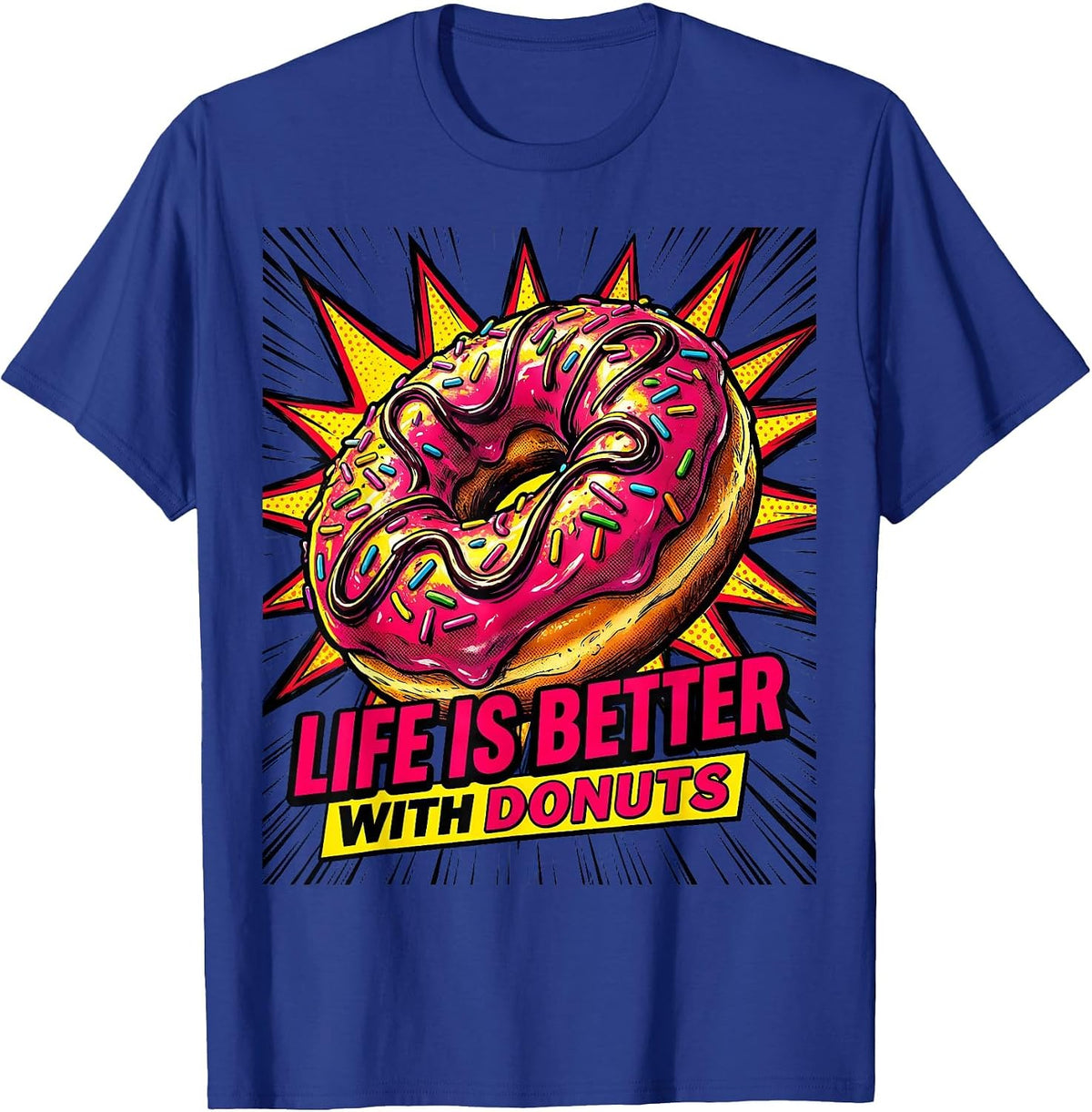 Men's Life Is Better With Donuts Sweet Treat Design T-Shirt - Royal Blue