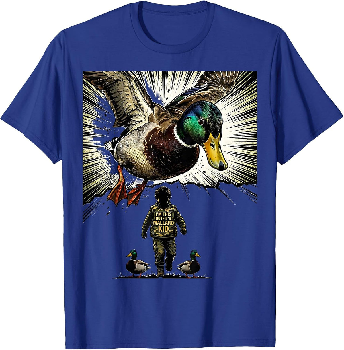 I'm This Outfit's Mallard Kid Comic Book Duck Hunting Dad T-Shirt - Royal Blue