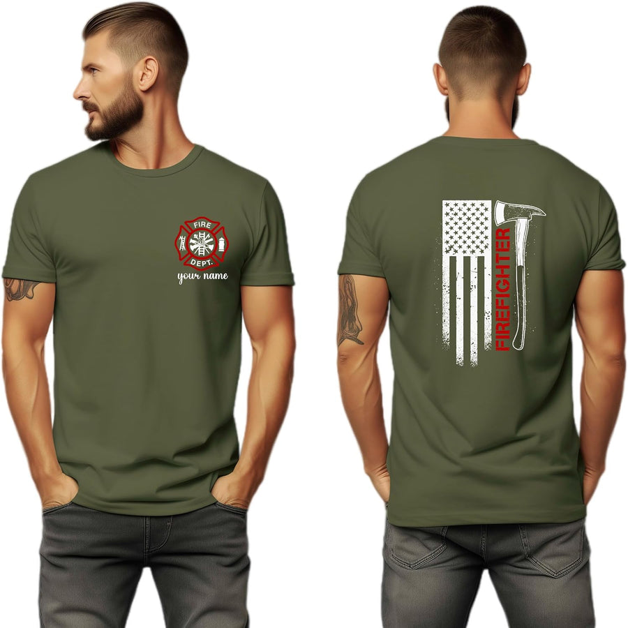 Firefighter T-Shirt, Gift for Fire Rescue, Personalized Fire Department Tee, Multi - As Pictured