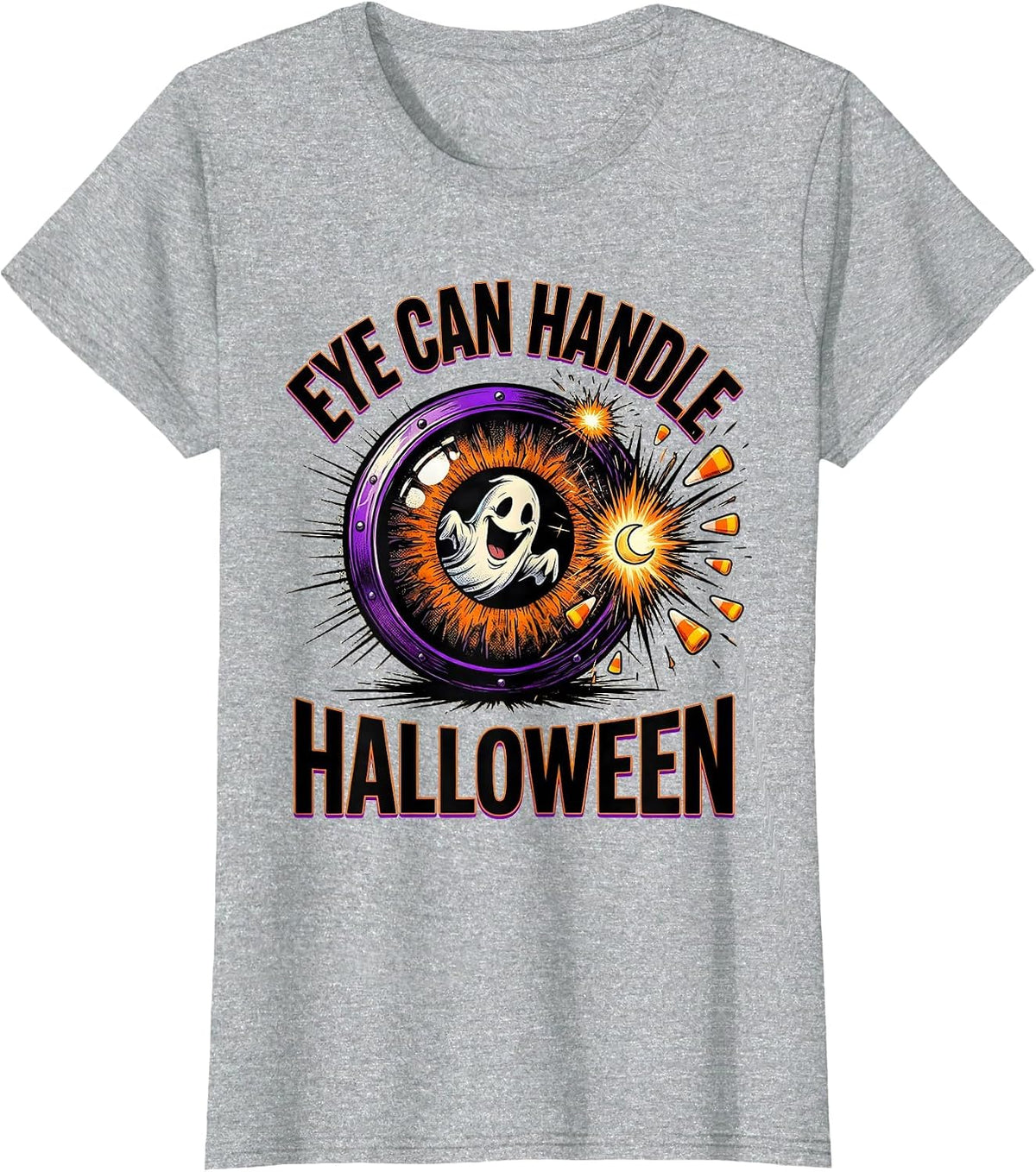 Women's Eye Can Handle Halloween Comic Book Ghost Optometrist T-Shirt - Heather Grey