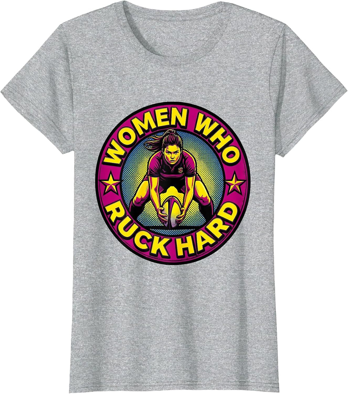 Women Who Ruck Hard Rugby Graphic Design T-Shirt - Heather Grey