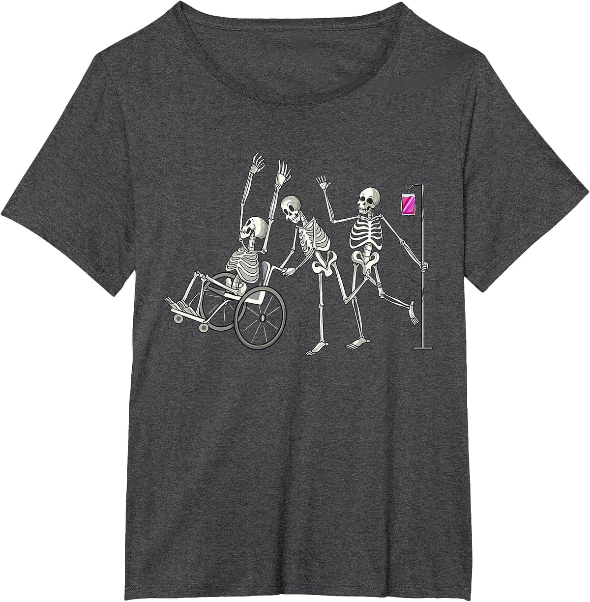 Nurse Skeletons Funny Halloween Healthcare CNA Medical Crew T-Shirt - Dark Heather Grey
