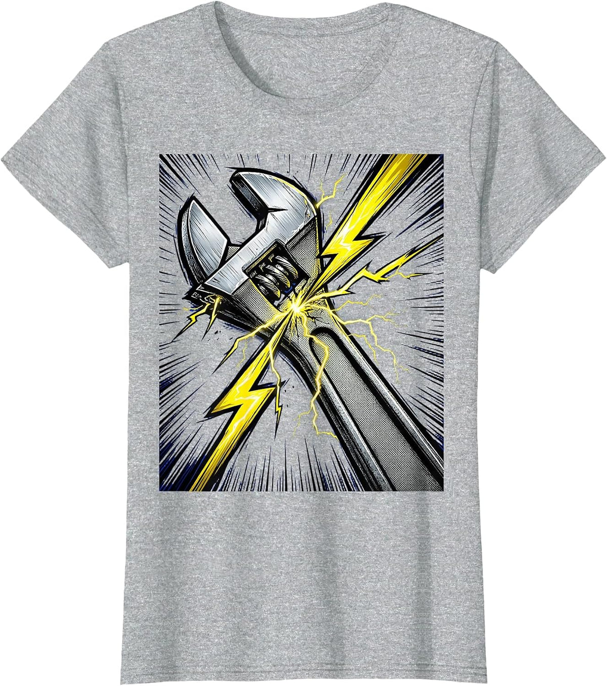 Women's Torque Wrench Lightning Bolt Mechanic Graphic T-Shirt - Heather Grey