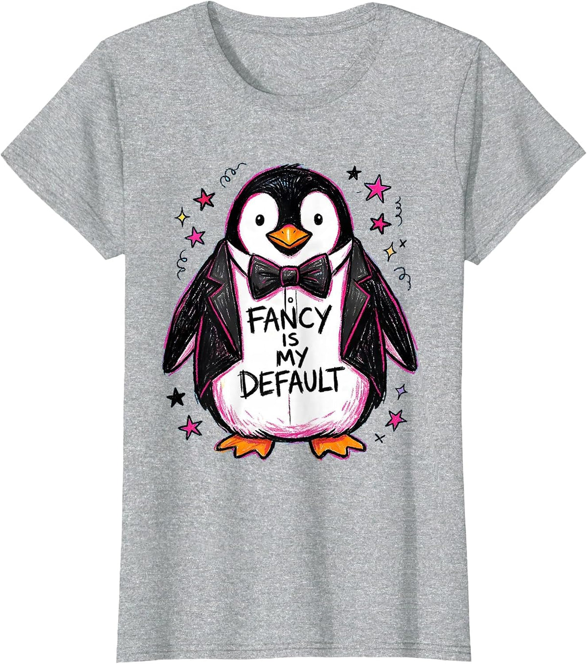 Fancy Is My Default Tuxedo Style Design T-Shirt - Heather Grey