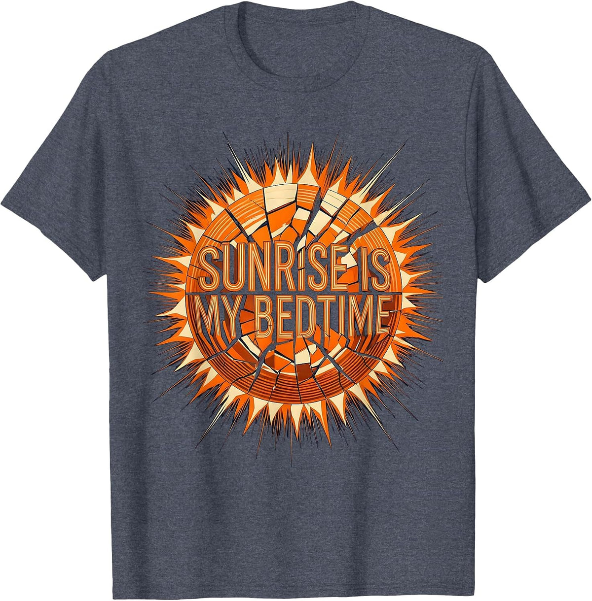 Sunrise Is My Bedtime Rave Culture Design T-Shirt - Heather Blue