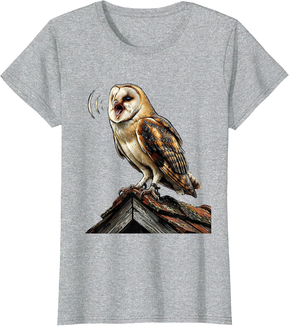 Women's Barn Owl Nighttime Call Vintage Bird Lover Whimsical T-Shirt - Heather Grey