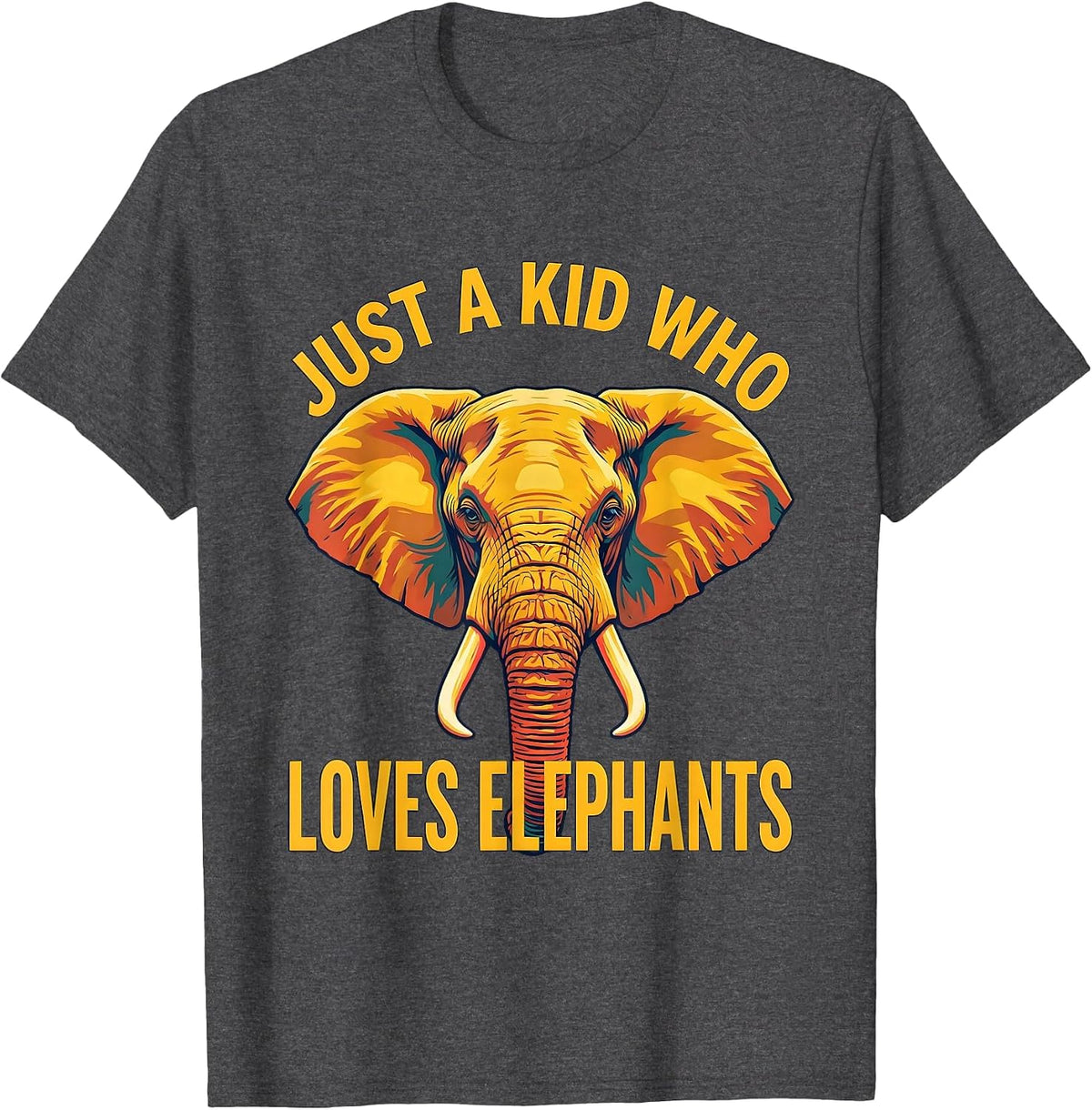 Just A Kid Who Loves Elephants Cute Elephant Lover Wildlife T-Shirt - Dark Heather Grey