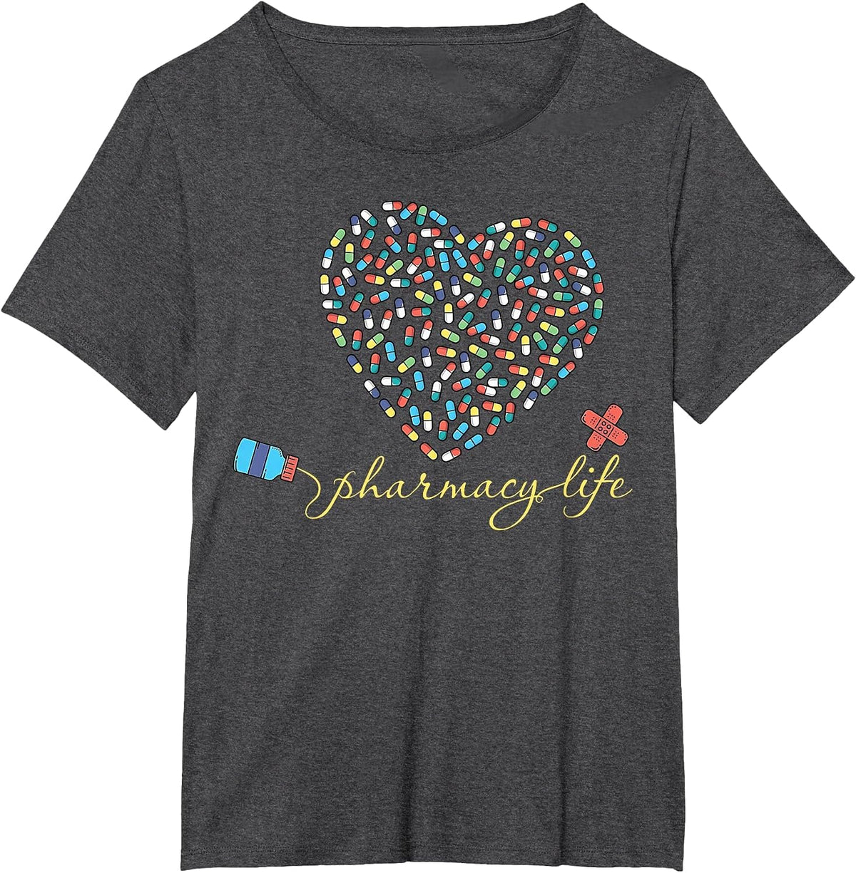 Pharmacist Life Pharmaceutical Heart Pharmacy Technician T-Shirt - Dark Heather Grey