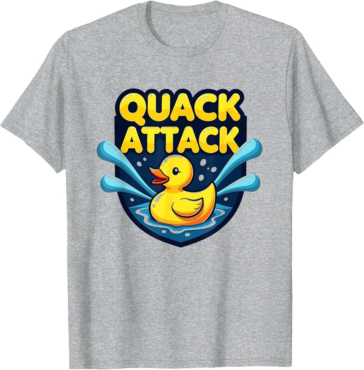 Quack Attack Rubber Duck Splash Fun Bath Time Humor T-Shirt - Heather Grey