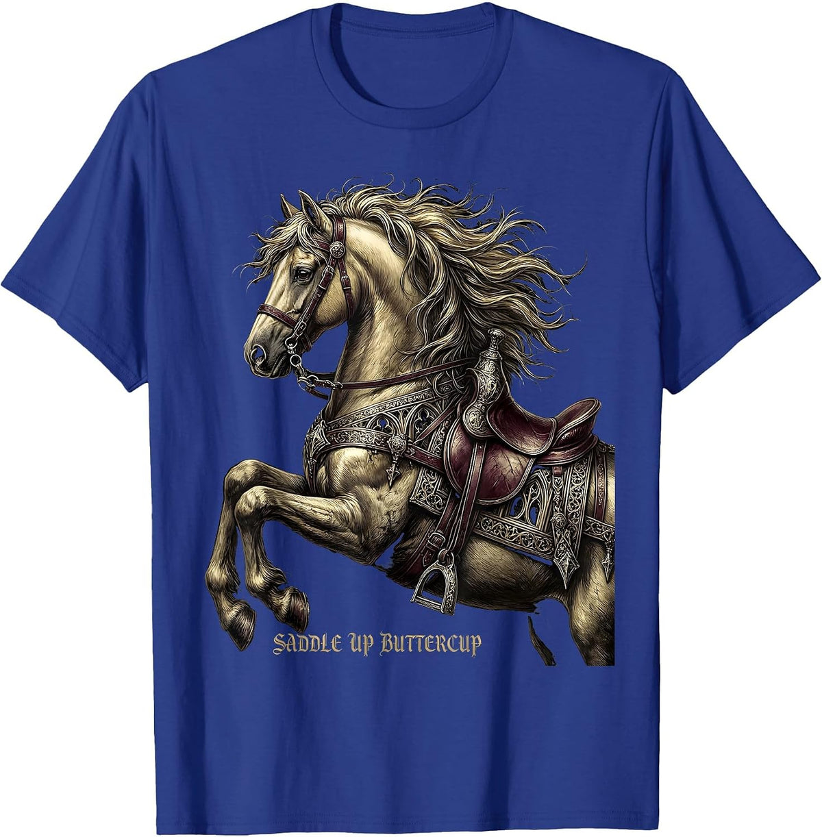 Saddle Up Buttercup Horse Riding Design T-Shirt - Royal Blue