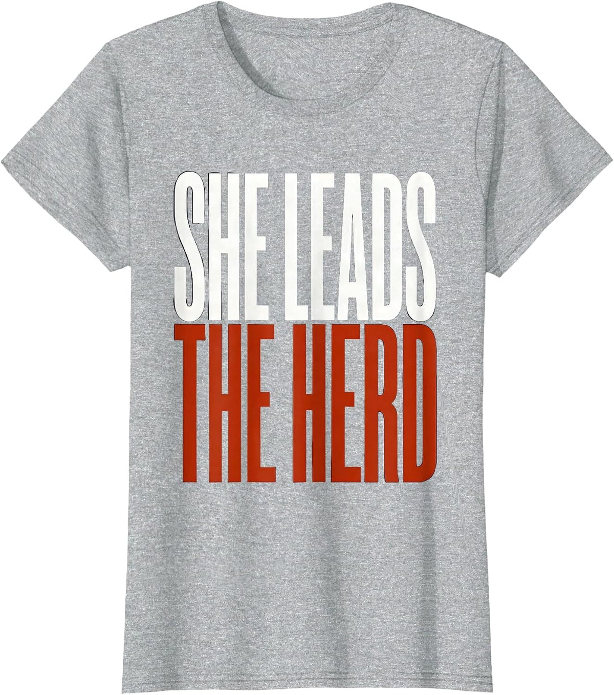 She Leads The Herd Cow Lover Design T-Shirt - Heather Grey