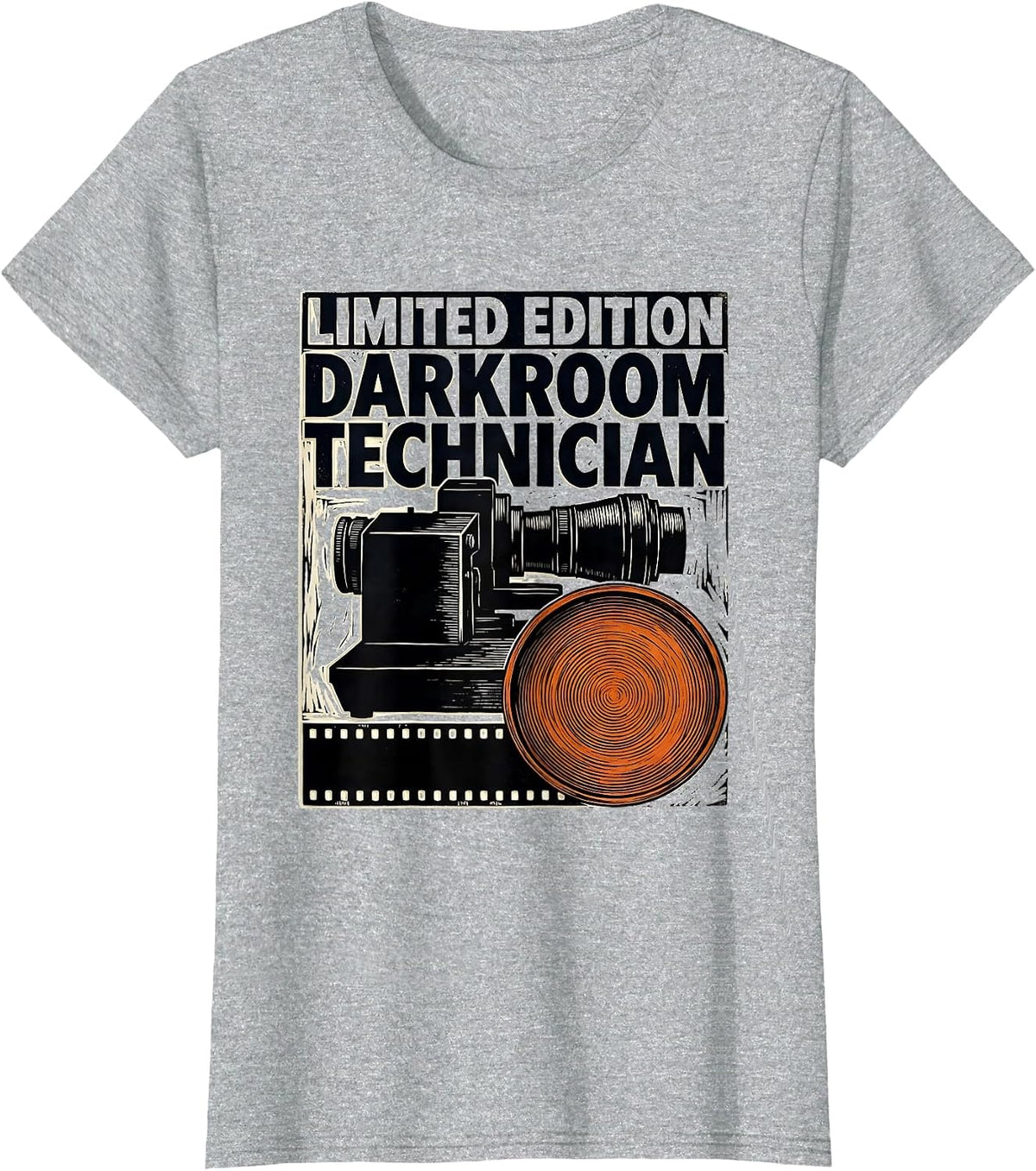 Limited Edition Darkroom Technician Linocut Photography T-Shirt - Heather Grey