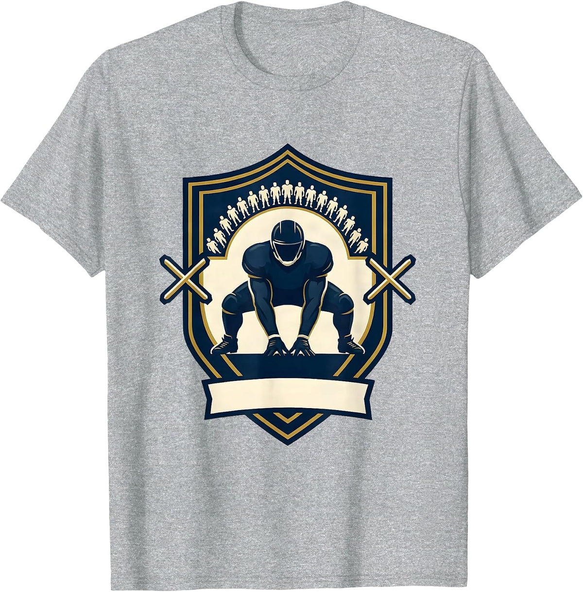 Men's Lineman Crest Shield Football Fan Humor T-Shirt - Heather Grey