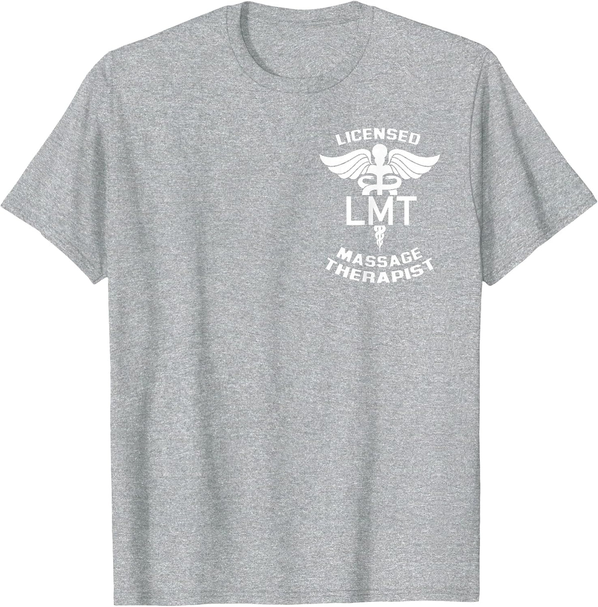 Licensed Massage Therapist Caduceus Symbol LMT Logo Graphic T-Shirt - Heather Grey