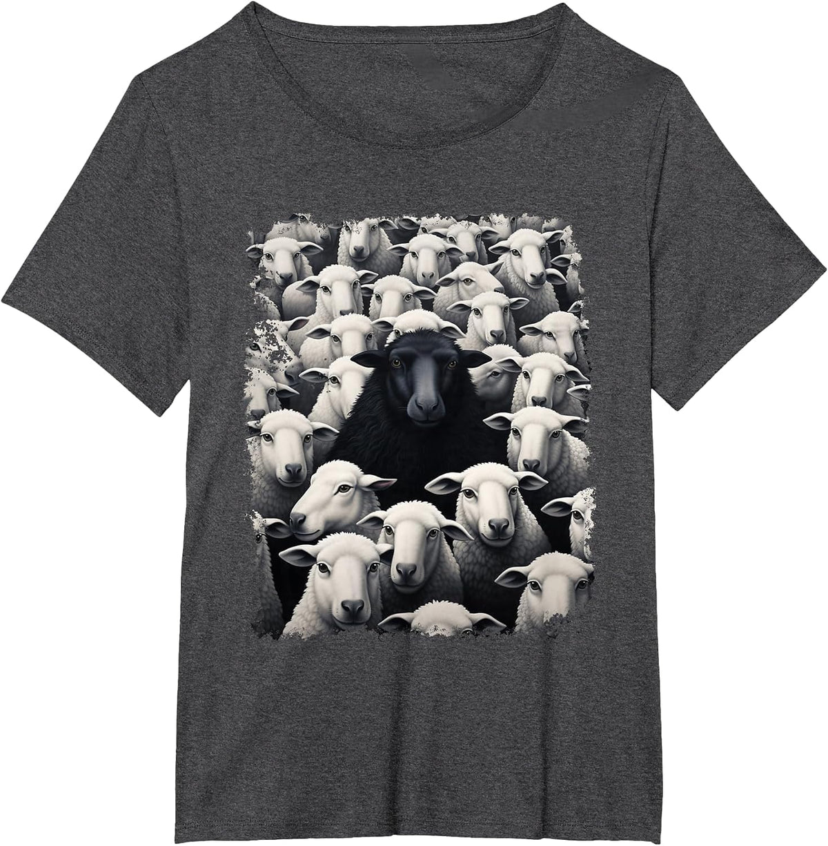 Animal Sheep Black T-Shirt - Dark Heather Grey