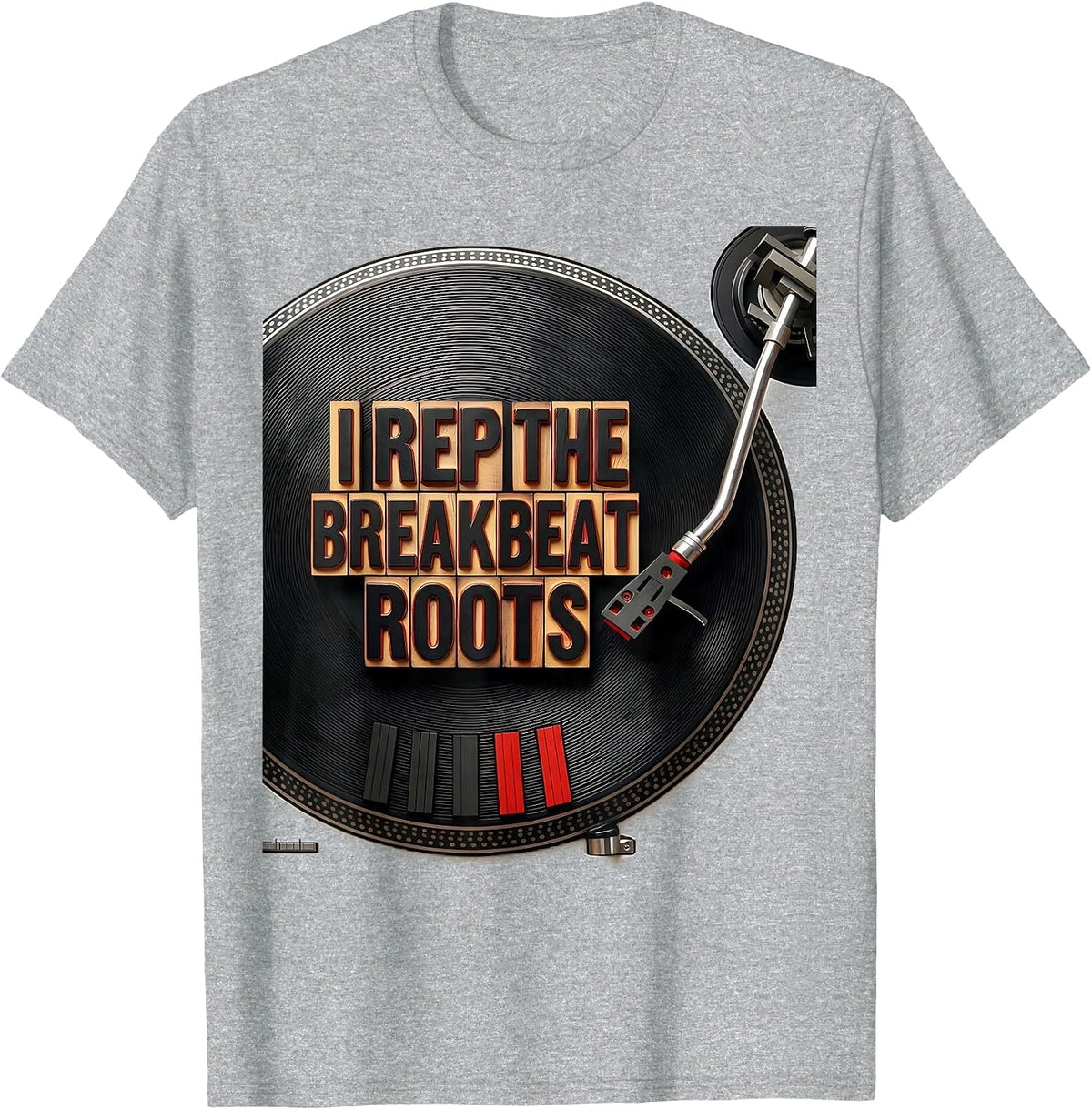Men's I Rep The Breakbeat Roots Urban Nostalgic Hip Hop Rap T-Shirt - Heather Grey