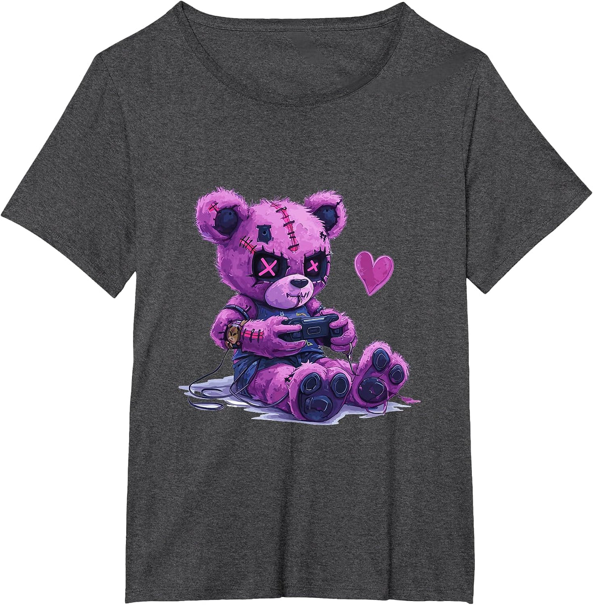 Goth Pastel Cute Creepy Kawaii Gamer Teddy Bear Gaming T-Shirt - Dark Heather Grey