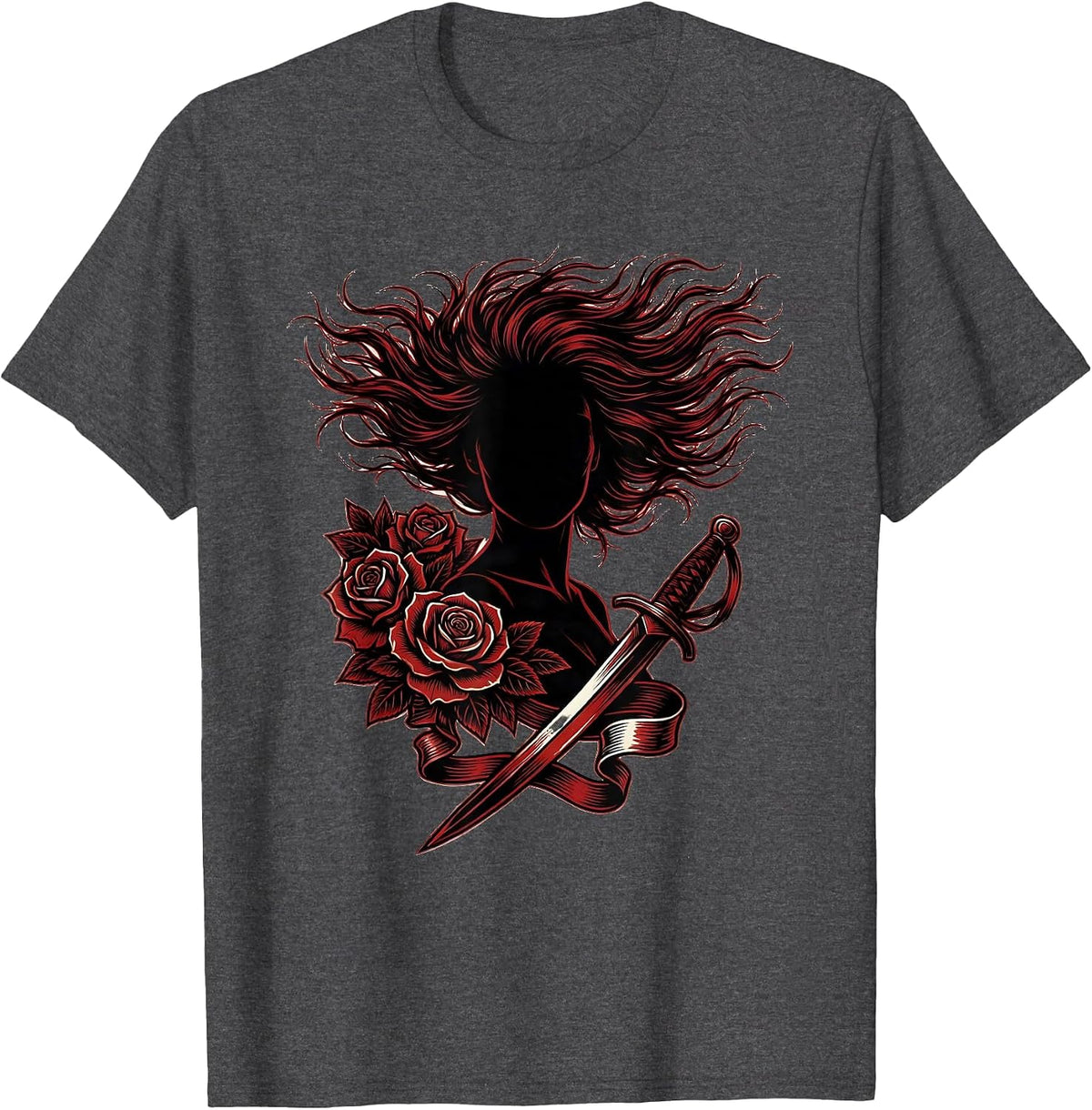 Men's Wild Hair Rock and Roll Silhouette Graphic T-Shirt - Dark Heather Grey