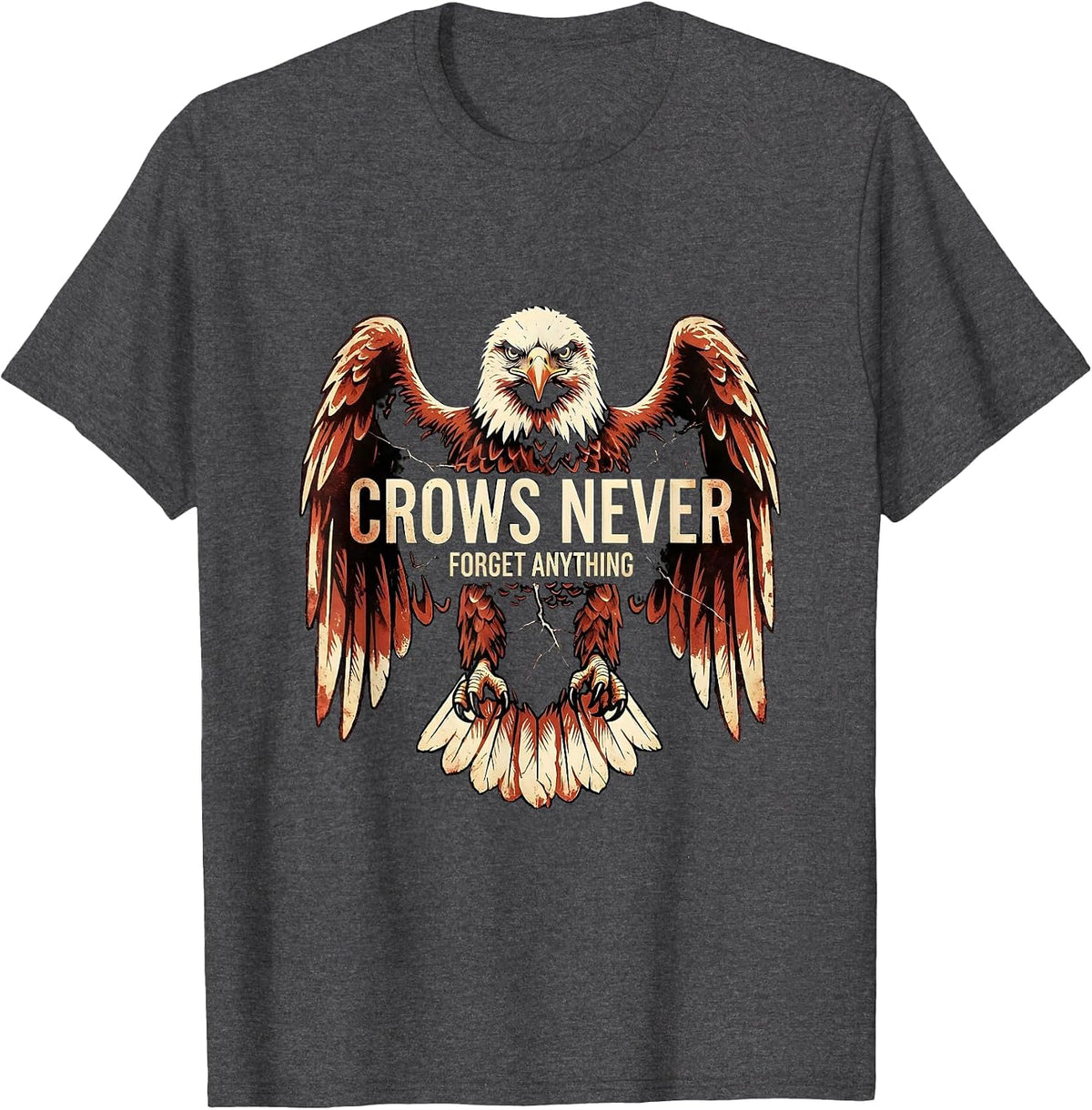 Men's Crows Never Forget Anything Bird Lover Design T-Shirt - Dark Heather Grey