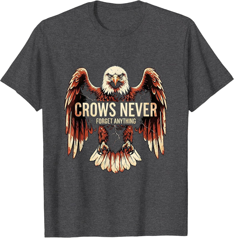 Men's Crows Never Forget Anything Bird Lover Design T-Shirt - Dark Heather Grey