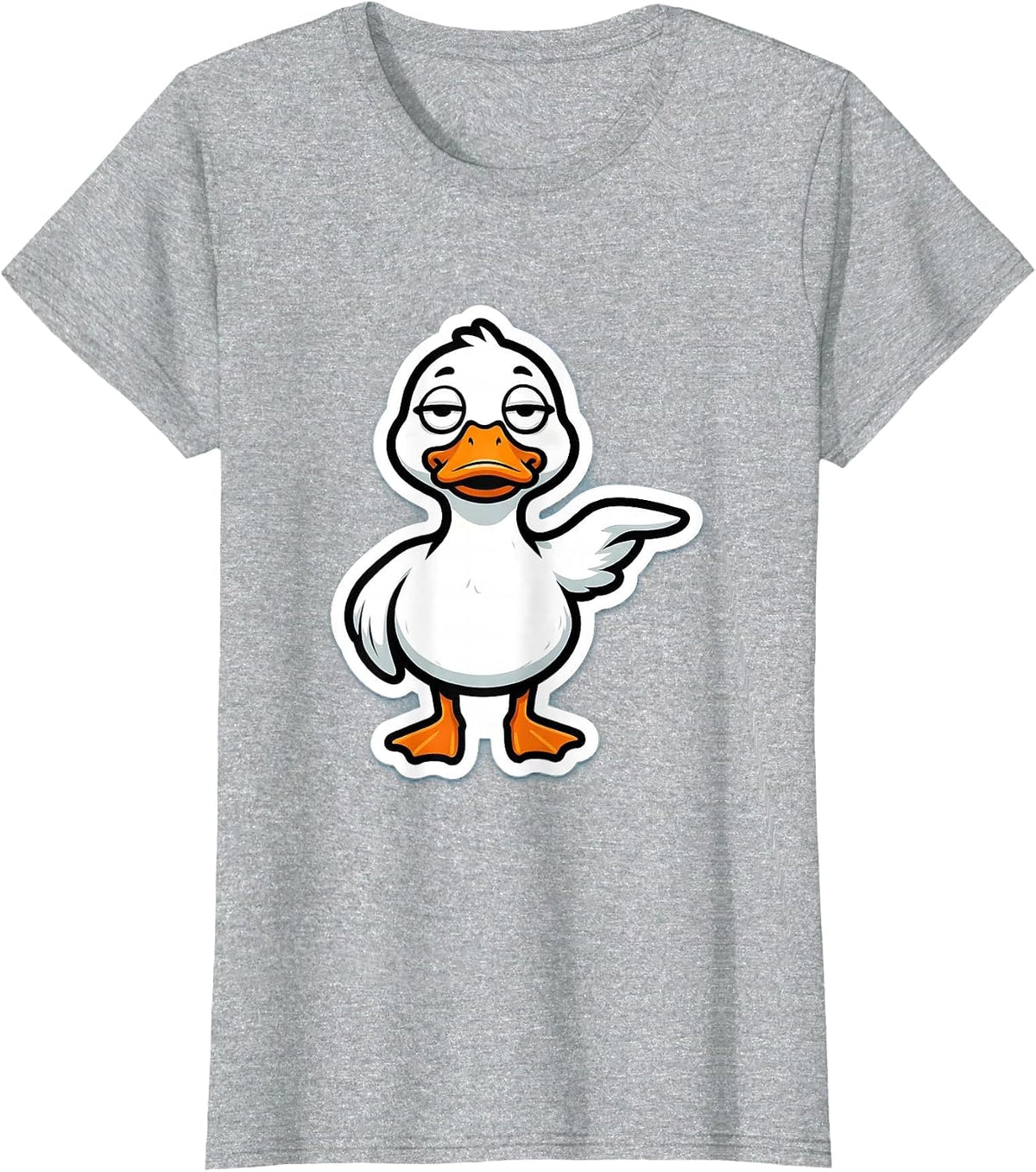 Women's Duck Face Sticker Casual Humor Novelty T-Shirt - Heather Grey