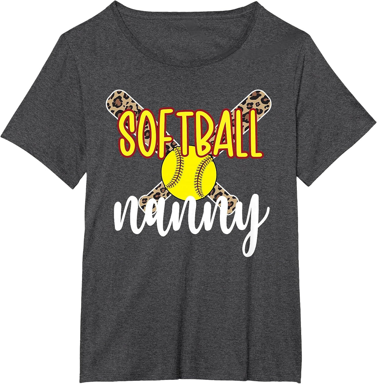 Softball Nanny Grandma Softball Player Nanny T-Shirt - Dark Heather Grey