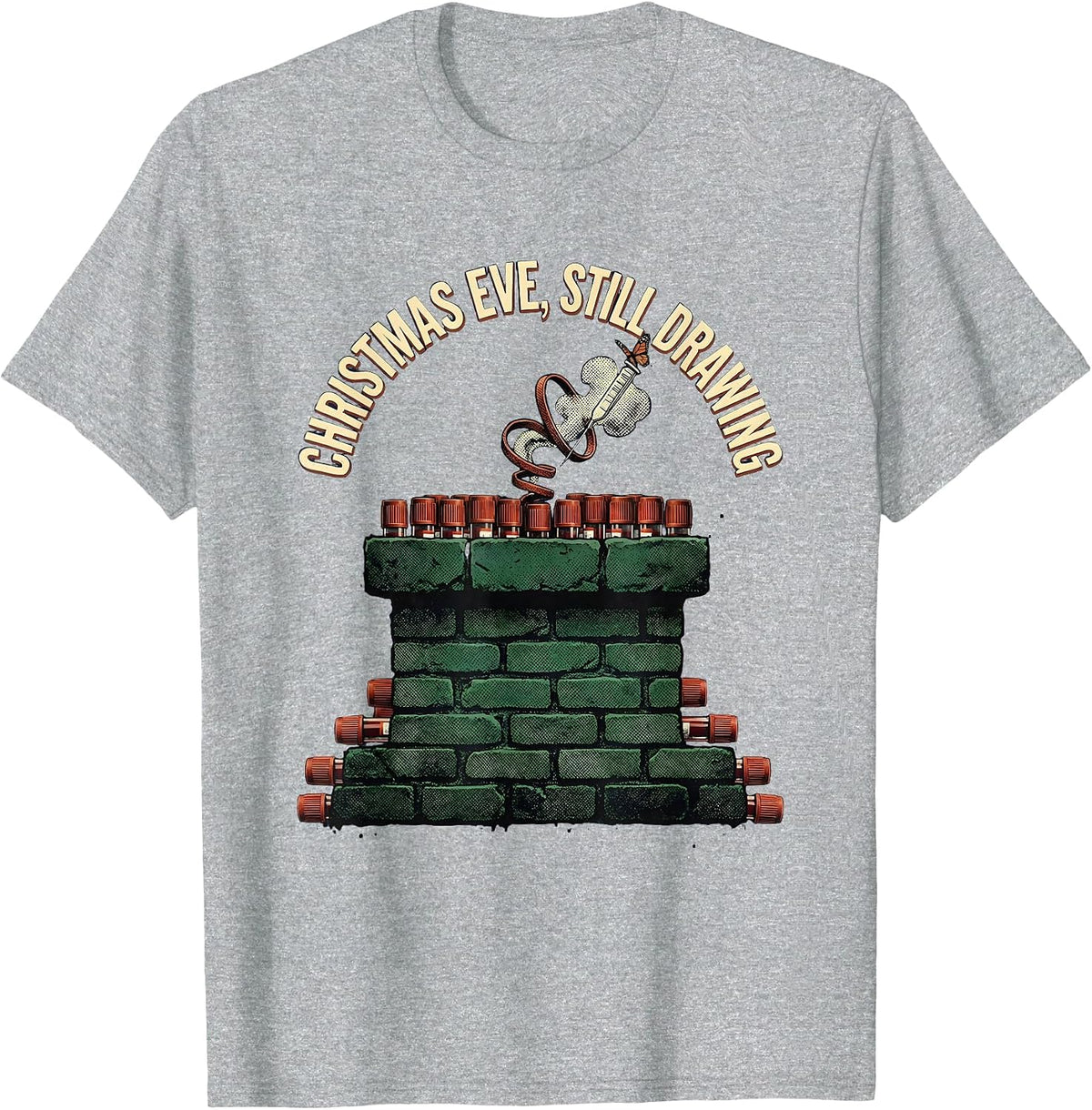Men's Christmas Eve Still Drawing Vintage Phlebotomist Holiday T-Shirt - Heather Grey