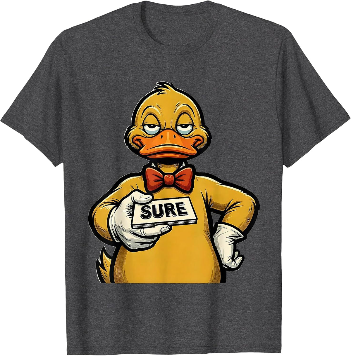 Sure Retro Advertising Mascot Duck Novelty Humor Gift T-Shirt - Dark Heather Grey