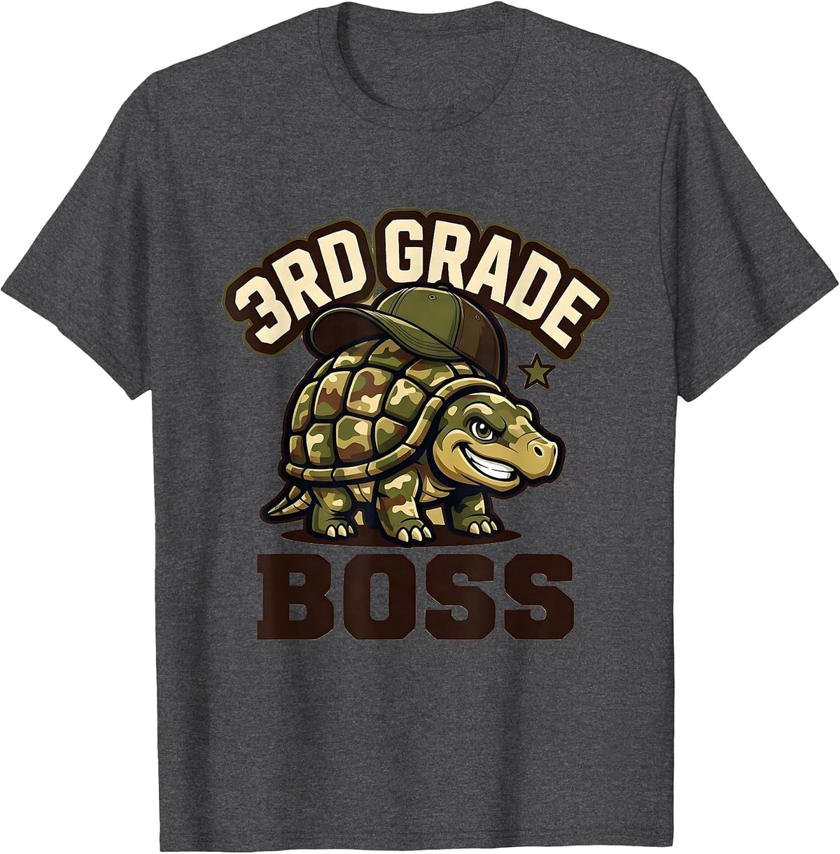 Men's 3rd Grade Boss Camo Third Grade Back To School Boys T-Shirt - Dark Heather Grey
