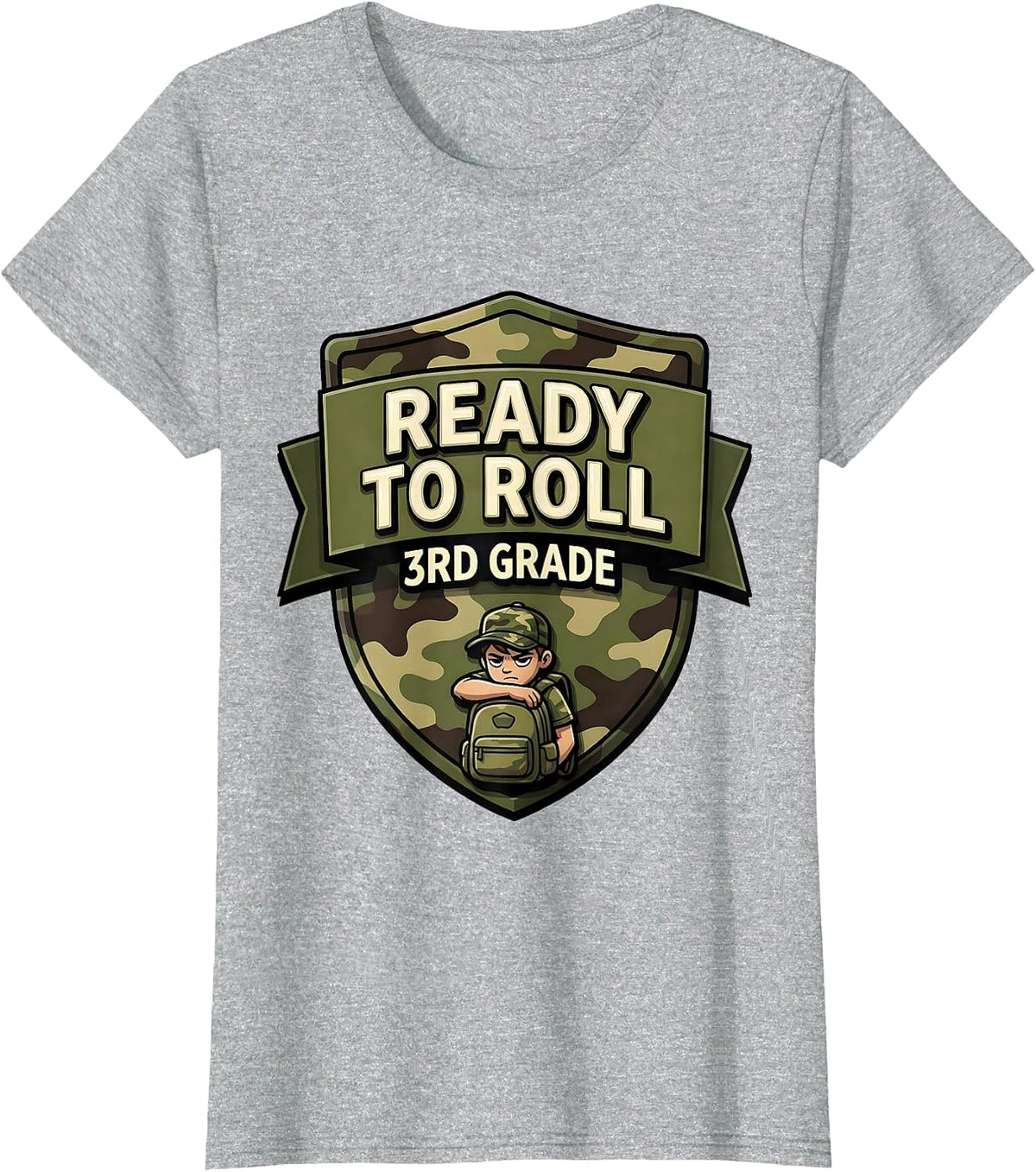 Ready To Roll 3rd Grade Camo Back To School Boy Teacher T-Shirt - Heather Grey