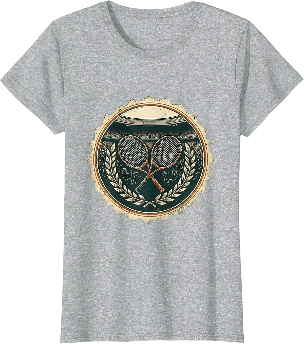 Grand Slam Stadium Tennis Crowd Illustration T-Shirt - Heather Grey