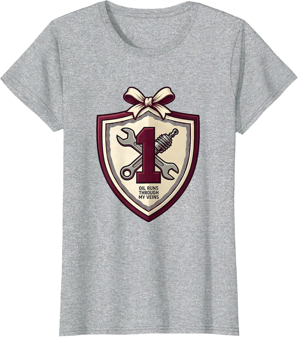Women's Oil Runs Through My Veins Petroleum Design T-Shirt - Heather Grey