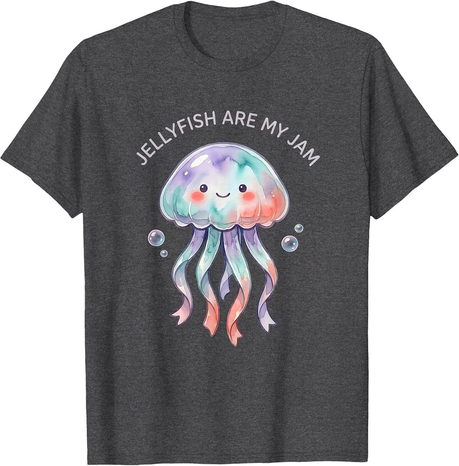 Men's Jellyfish Are My Jam Cute Kawaii Sea Creature Whimsical T-Shirt - Dark Heather Grey