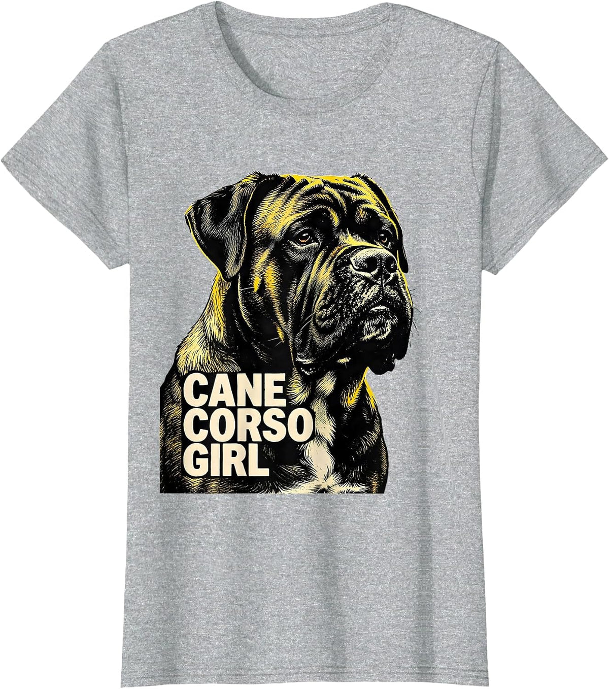 Women's Cane Corso Girl Stencil Graphic Dog Lover Pride T-Shirt - Heather Grey