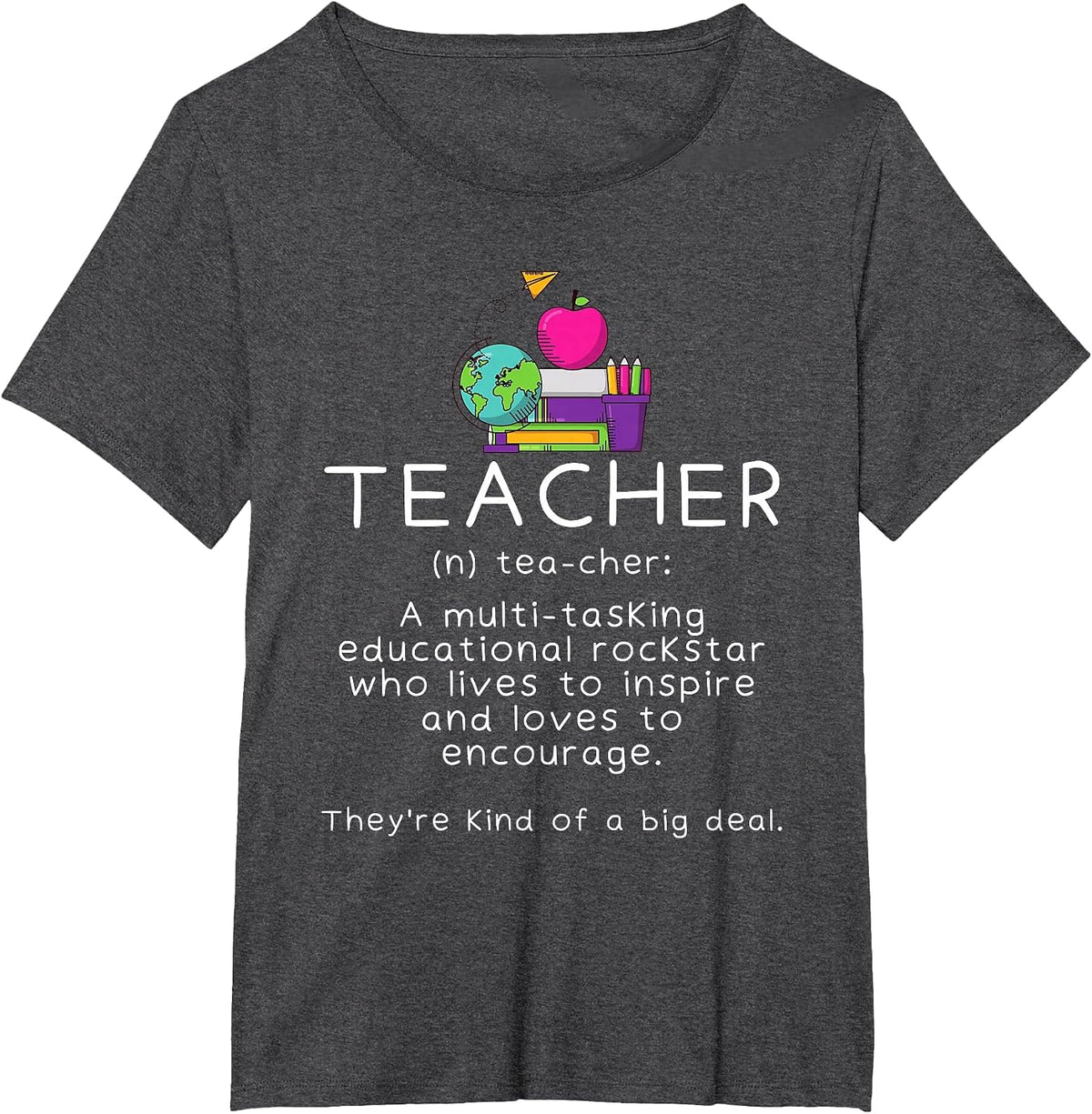 Teacher Definition - Funny Teaching School Teacher T-Shirt - Dark Heather Grey