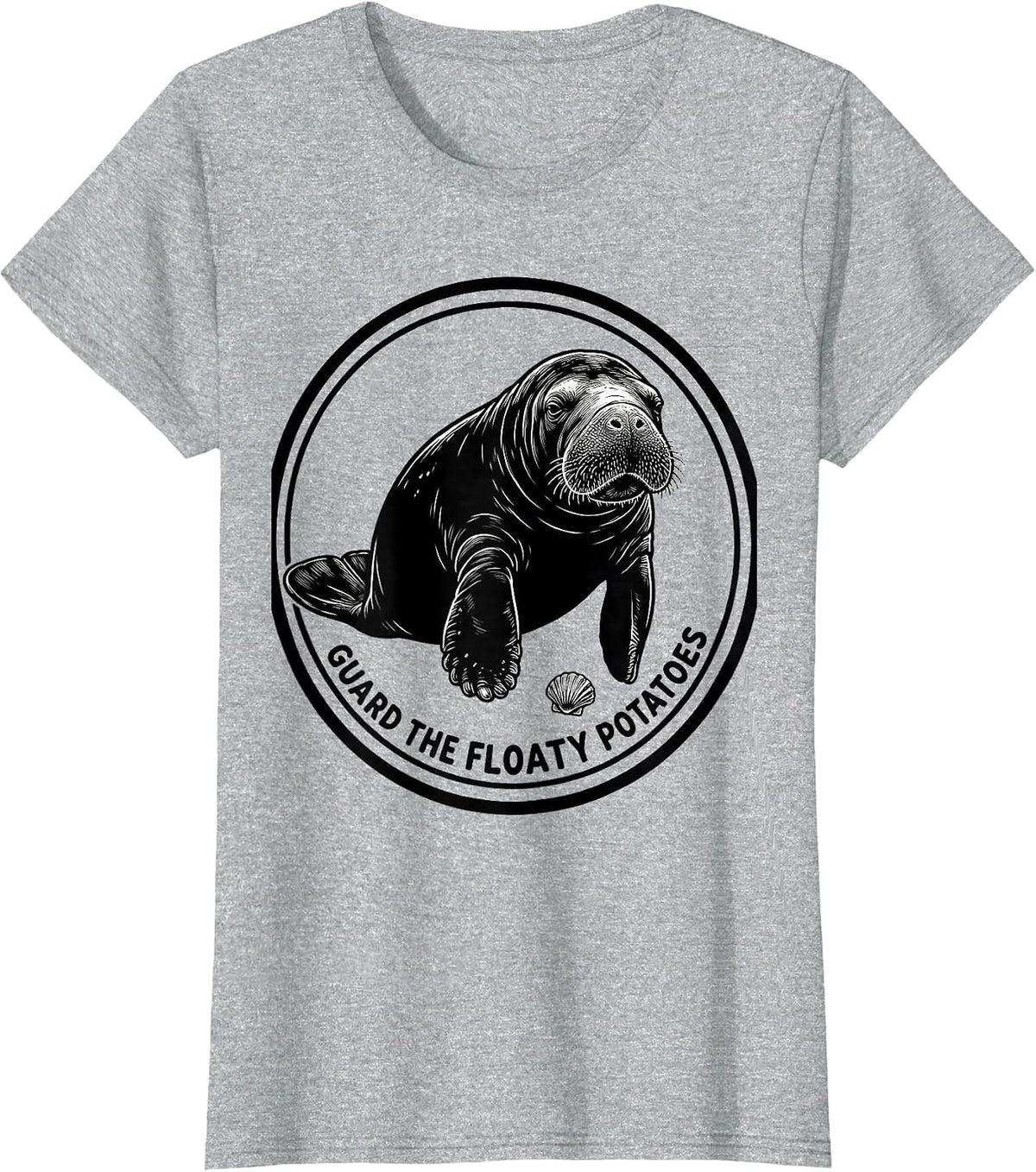 Guard The Floaty Potatoes Funny Manatee Sea Animal Lover T-Shirt - Heather Grey