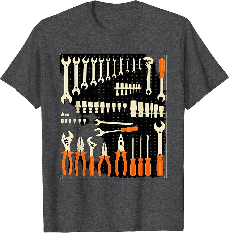 Men's Teach Your Kids To Change Oil Garage Tools T-Shirt - Dark Heather Grey