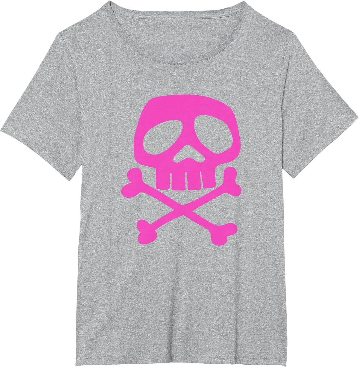 Pink Punk Rock Skull and Bones - 1980's Punk Rock T-Shirt - Heather Grey