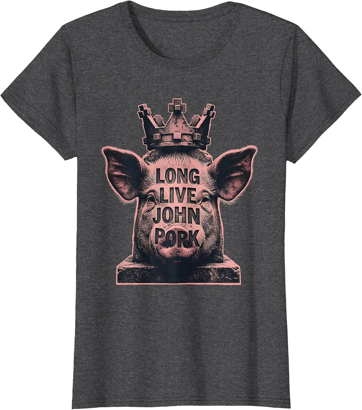 Women's Long Live John Pork Meme Tribute Design T-Shirt - Dark Heather Grey