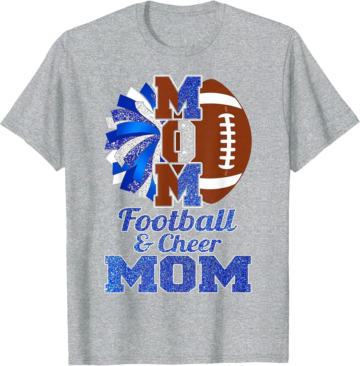 Cheer Football Cheerleading Mom of Both Messy Bun Bleached T-Shirt - Heather Grey