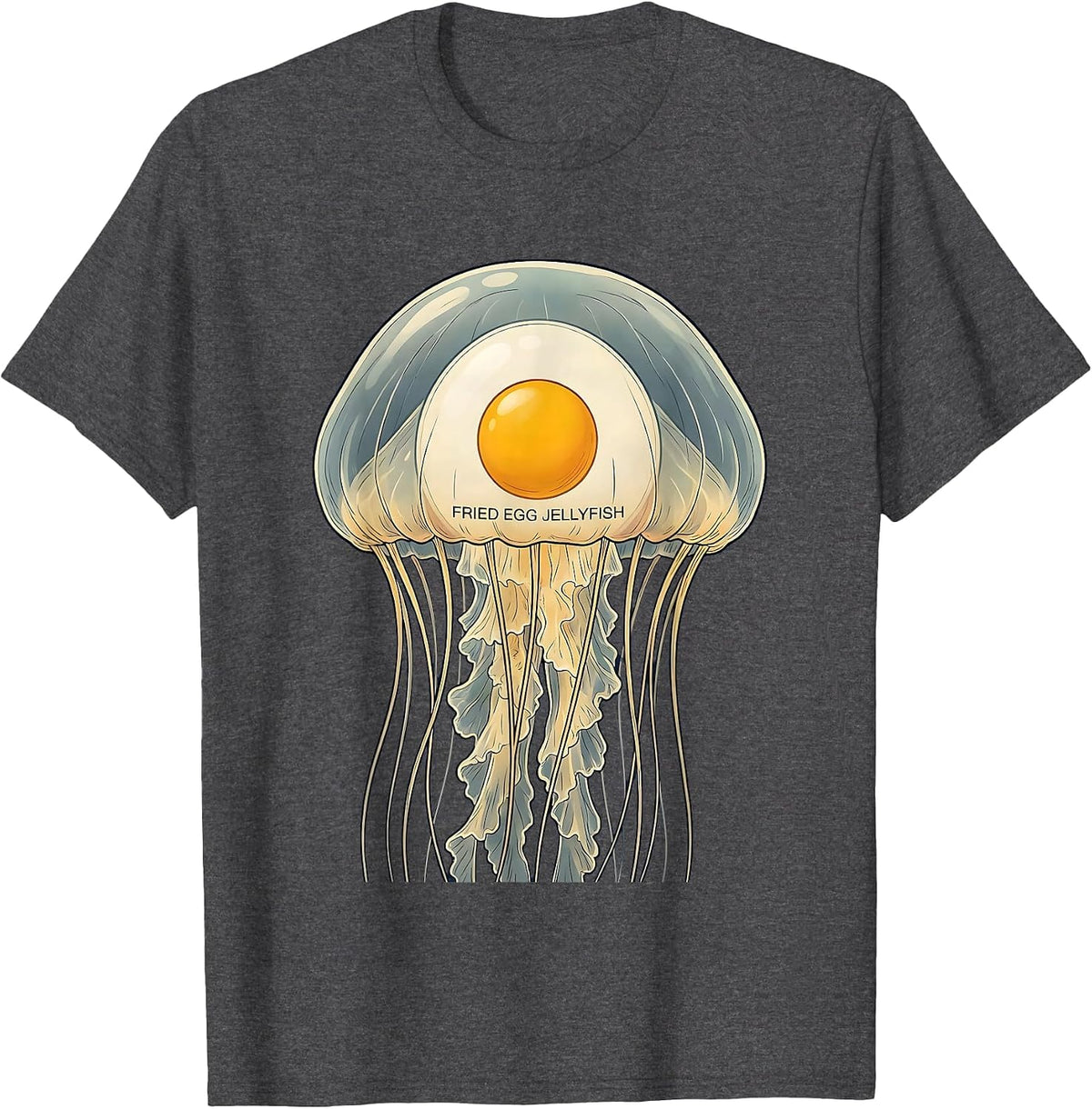 Fried Egg Jellyfish Funny Animal Meme Name Humor T-Shirt - Dark Heather Grey